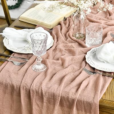 Artoid Mode Boho Peach Gauze Table Runner 300 cm Polyester