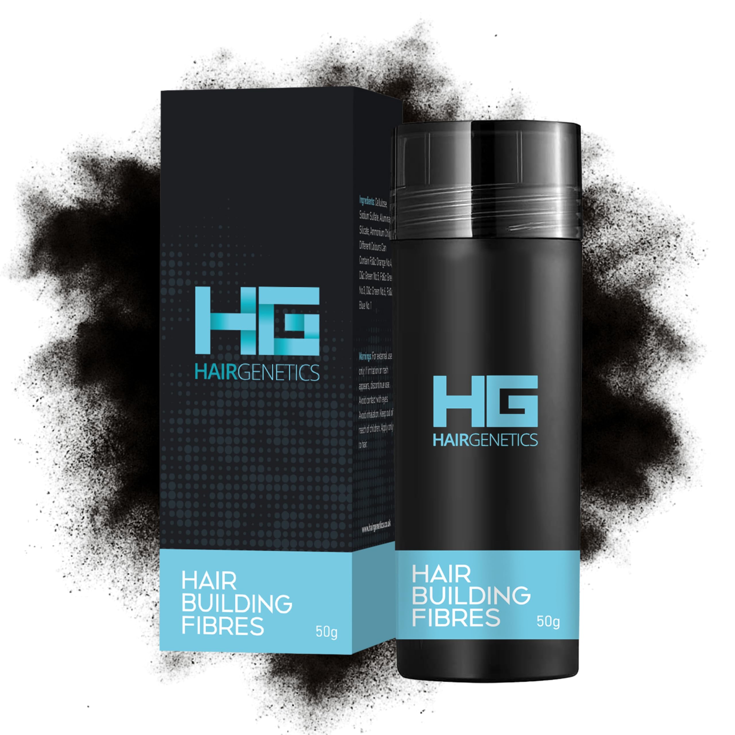Hair Genetics Hair Fibres for Hair Loss Cover Thin Hair & Bald Spots- Hair Fibre for Thick Hairs- Fibers for Men and Women for Hair Loss (Black 50g)