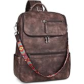 FADEON Laptop Backpack for Women Leather Travel Backpack with Laptop Compartment, Designer Ladies Computer Backpacks Coffee