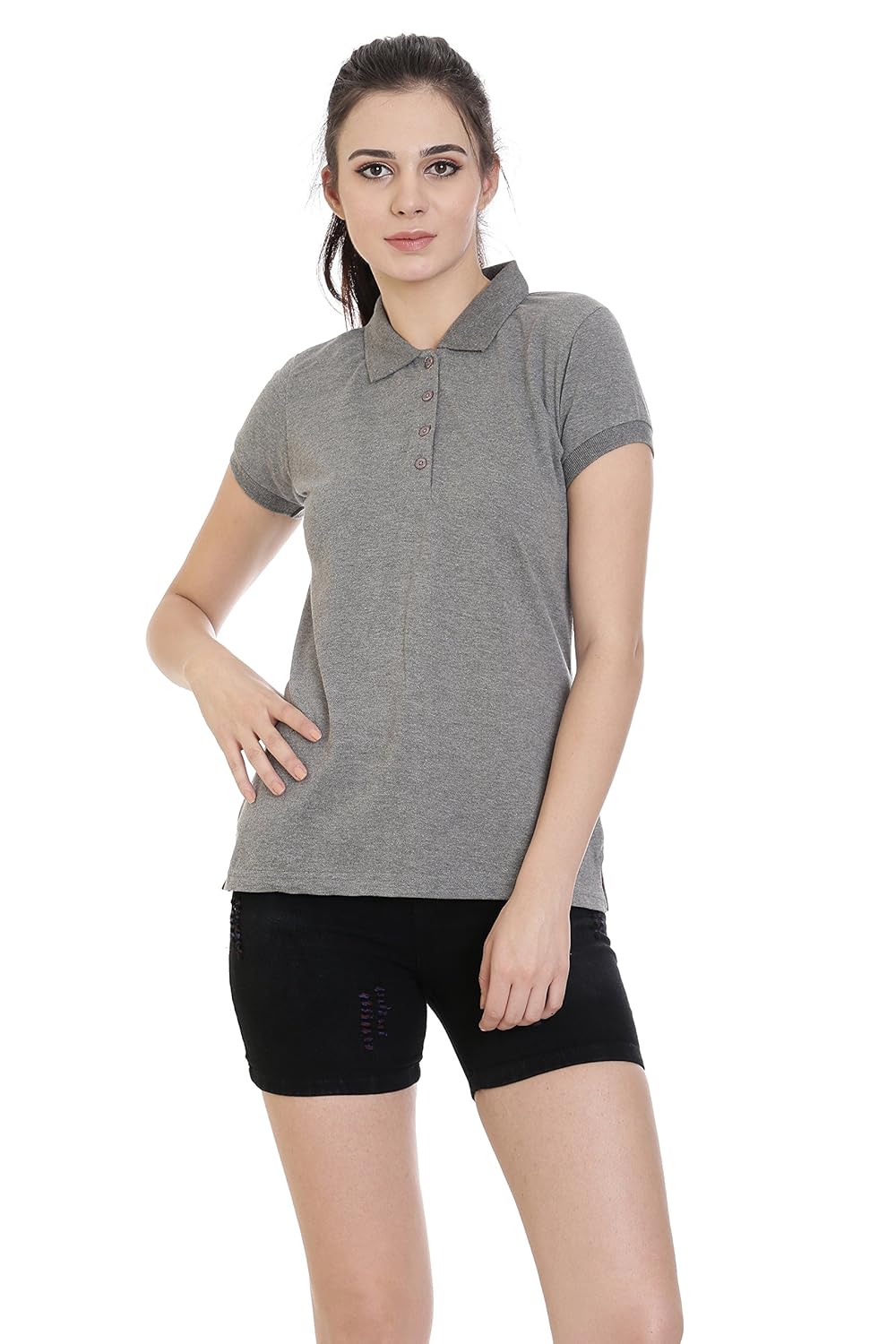 goldstroms women's polo/collar t-shirts/top/tee with button