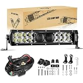 Auxbeam 12 Inch LED Light Bar, 5D-PRO Series 100W Dual-Row Driving Light | 12000LM High Output, Spot Flood Combo Beam, Long &amp; Wide Illumination, IP68 Rated, Plug &amp; Play, Wiring Harness Included