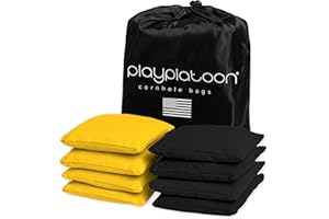 Play Platoon Premium Weather Resistant Duckcloth Cornhole Bags - Set of 8 Bean Bags for Corn Hole Game - Regulation Size & Weight
