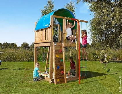JUNGLE GYM Spielturm Jungle VILLA mit Rutschstange, Gesamtmaße (B/T/H): 170/410/270 cm