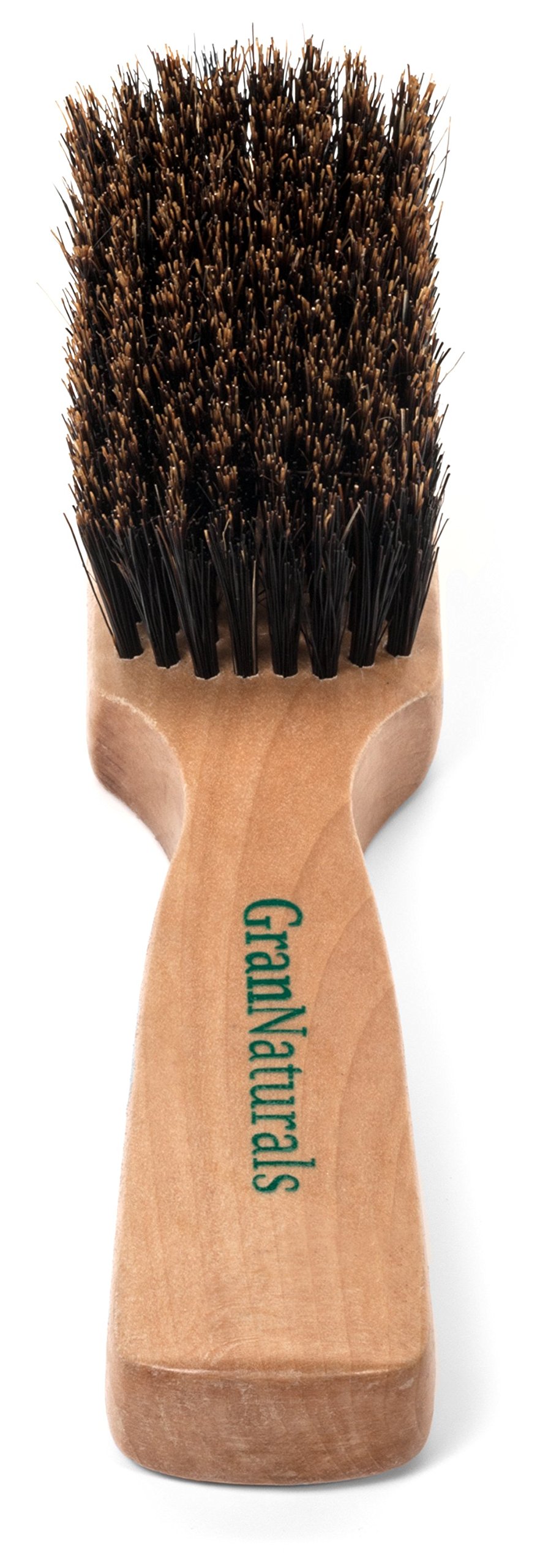 GranNaturals Soft Mens Boar Bristle Hair Brush - Natural Wooden Club Style Wave Hair Brush for Men - Styling Beard Hairbrush for Fine, Thin or Thick Hair