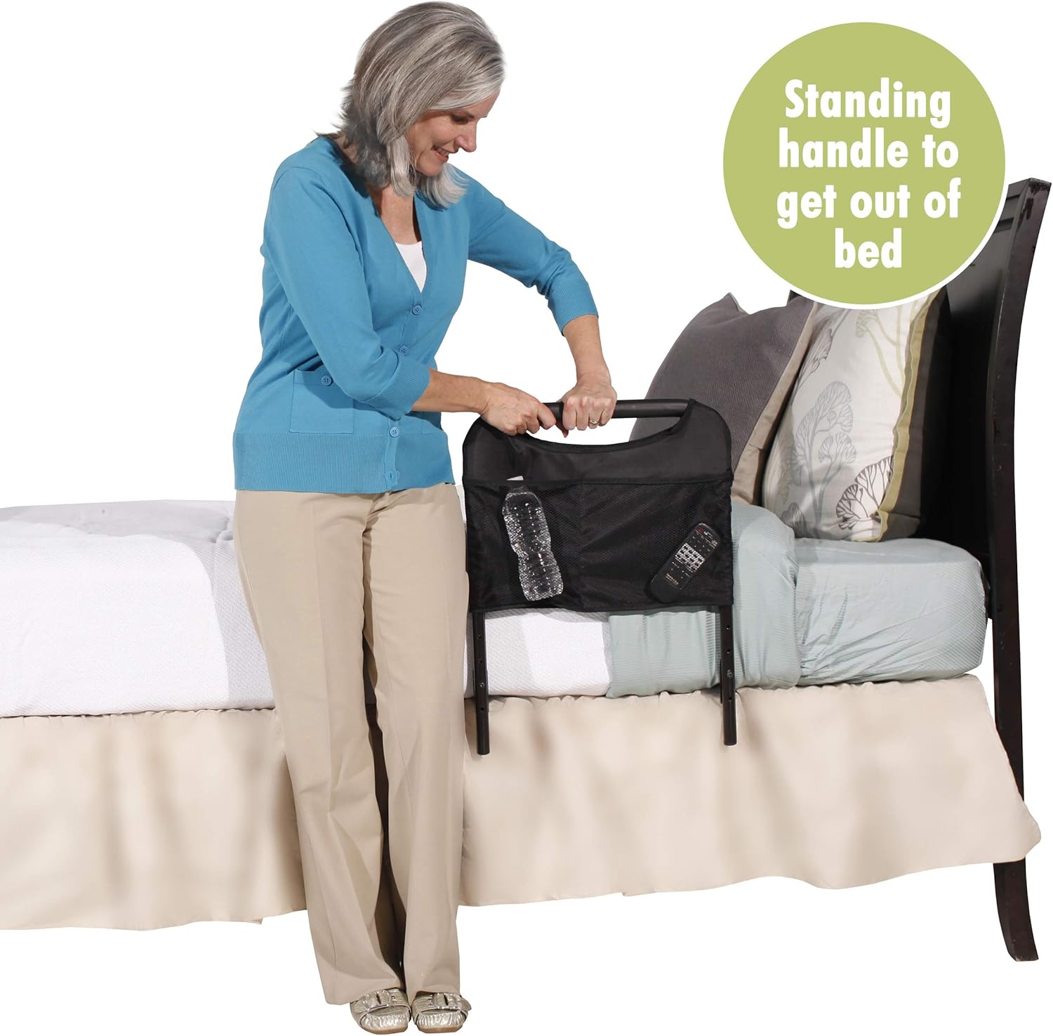 Able Life Bedside Safety Handle, Senior Bed Rail and Adjustable Height Assist Bar with Organizer Pouch: Health & Personal Care