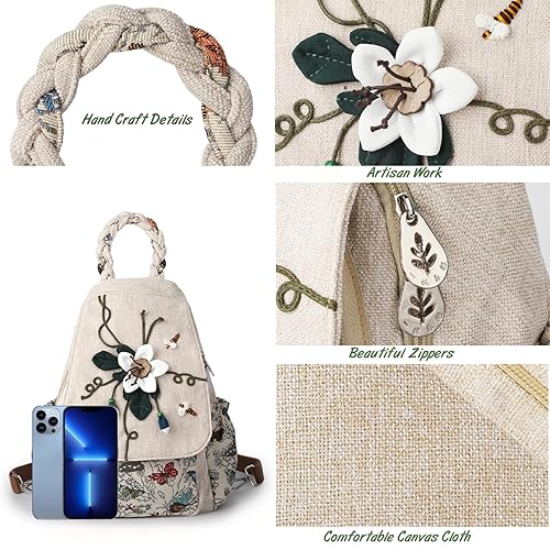 thumbnail image 2 of Girl's Artisan Canvas Convertible Bag - Backpack, Sling, Or Shoulder Bag, Handmade Design 2 of 5
