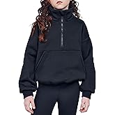 Arshiner Girls Half Zip Sweatshirt with Drawstring Hem Fleece Quarter Zip Pullover Sweatshirts Fall Clothes for Teen Girl
