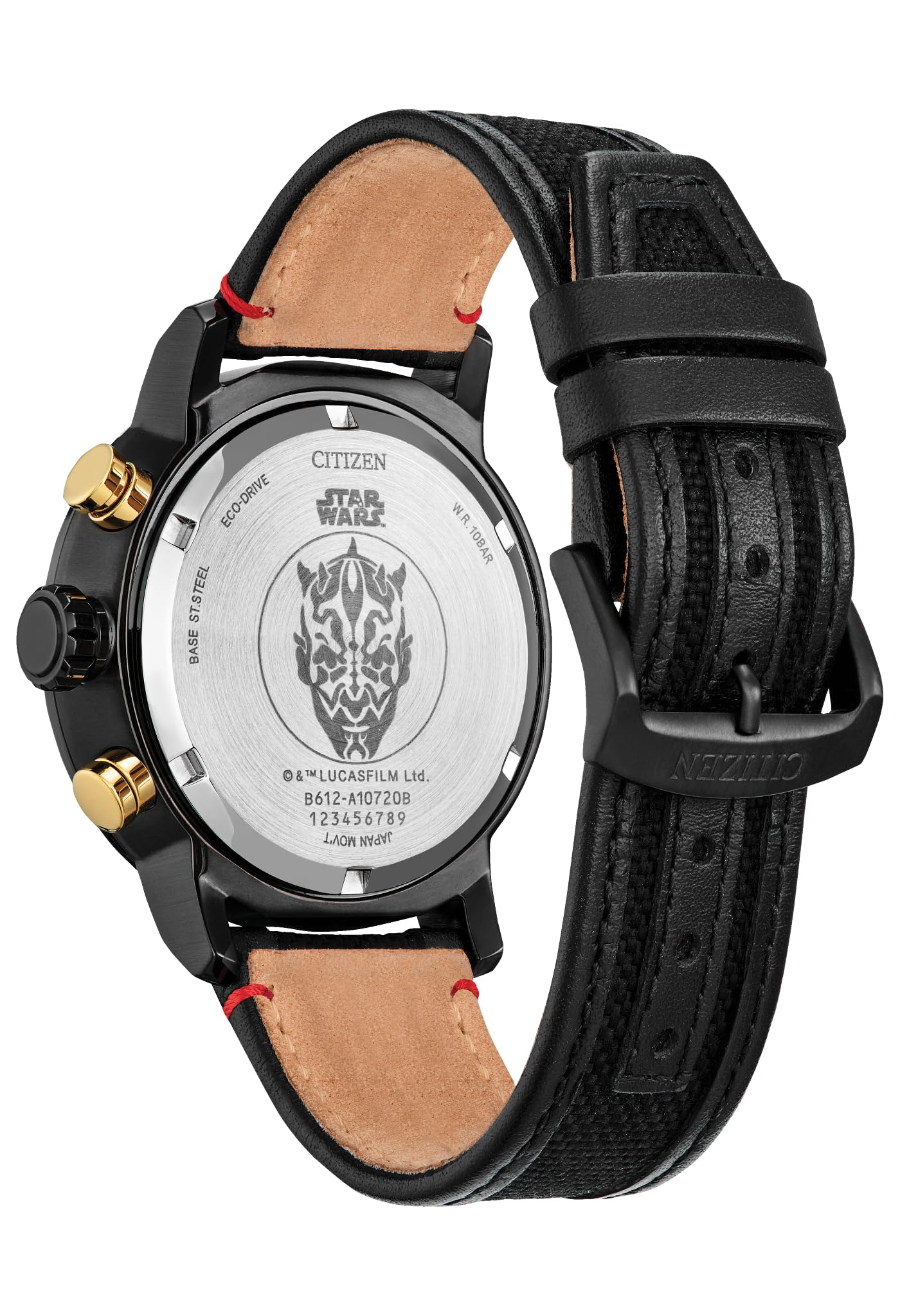 Citizen Men's Eco-Drive Star Wars Darth Maul Mastermind Chronograph Black Ion Plated Stainless Steel Case Watch,Black Cordura Nylon Strap, Black Dial (Model: CA0766-02W)