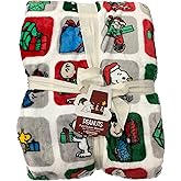 Berkshire Blanket & Home Co Peanuts Gang Christmas Velvet Soft Plush Throw Blanket (Christmas Blocks (Green, Gray, Red with Gifts), King 108x90)