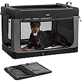 Feandrea Collapsible Dog Crate, 48-Inch Portable Dog Travel Crate for Extra Large Dogs, Oxford Fabric Pet Carrier with 4 Mesh