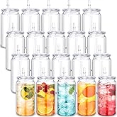 Blushtier 20 Acrylic Mason Jars with Lids and Straws 16 oz Drinking Plastic Tumbler with Straw Iced Coffee Cups Water Bottles Mugs for Wedding Party Favor Water Milk Beer Juice Beverage (Clear)