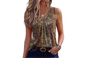 Zeagoo Womens Tank Tops 2026 Summer Sleeveless Tops V Neck Pleated Shirts Basic Tees Loose Fit Dressy Casual Trendy Clothes