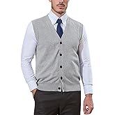 Kallspin Men’s Button Down Sweater Vest Lightweight Knitted Pure Cotton V-Neck Sleeveless Cardigans