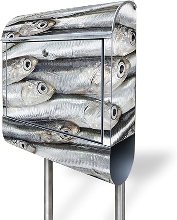 Design Boite Aux Lettres Sur Pied En Acier Inoxydable Avec Motif Poissons Amazon Fr Cuisine Maison