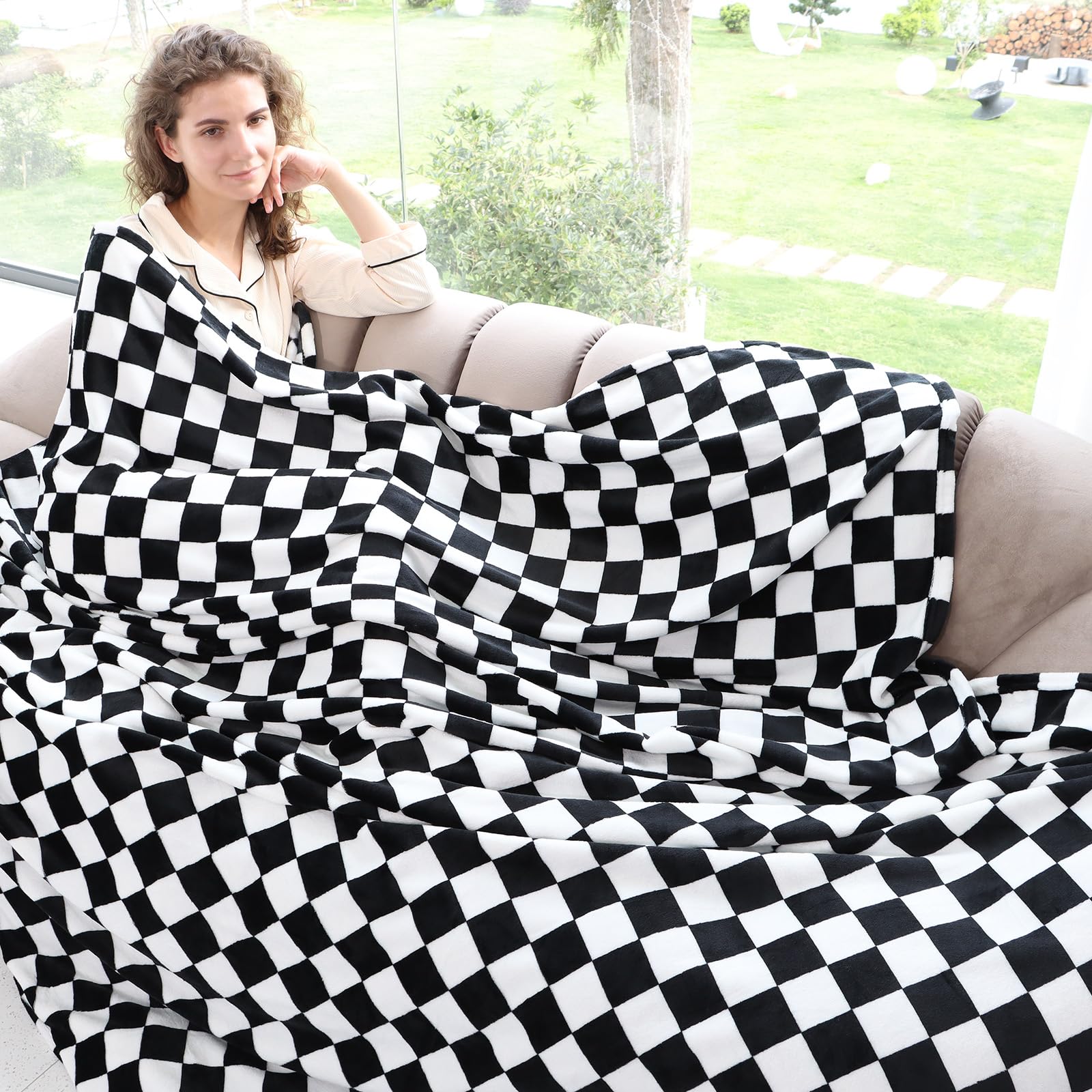 Warm Blanket Soft Cozy Throw Blanket Checkered