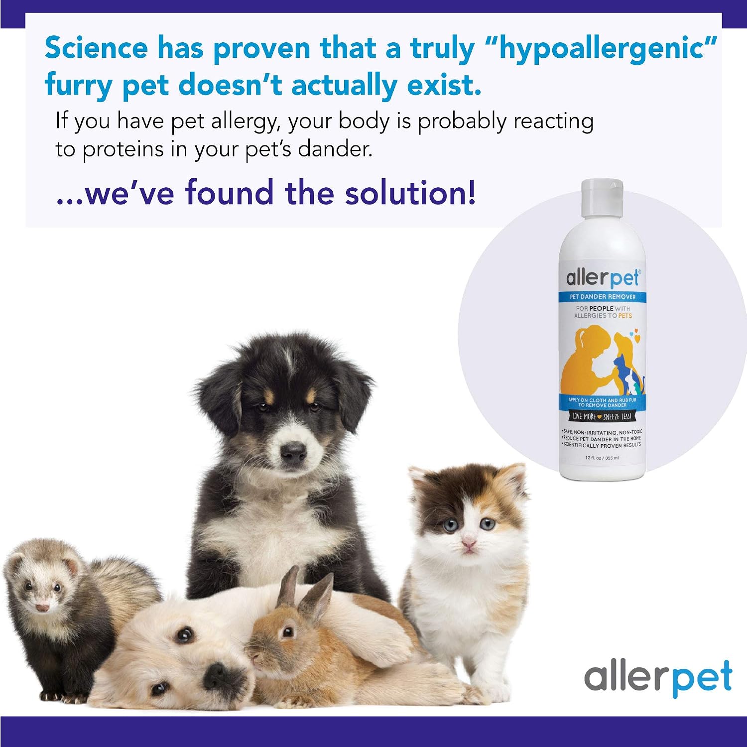 Allerpet Pet Dander Remover, Allergy Relief Solution, 12 oz, 12 Fl Oz (Pack of 1) - Image 3
