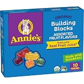 Annie's Organic Fruit Flavored Snacks, Gluten-Free, 10 Pouches, 7 oz | Building Blocks Shapes, Assorted Fruit Flavors, Certified USDA Organic, Non-GMO, Vegan, Gelatin-Free