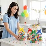 Frendour Cellophane Bags 100pcs 6x10in Clear Bags with Colorful Bows & Ties view 8