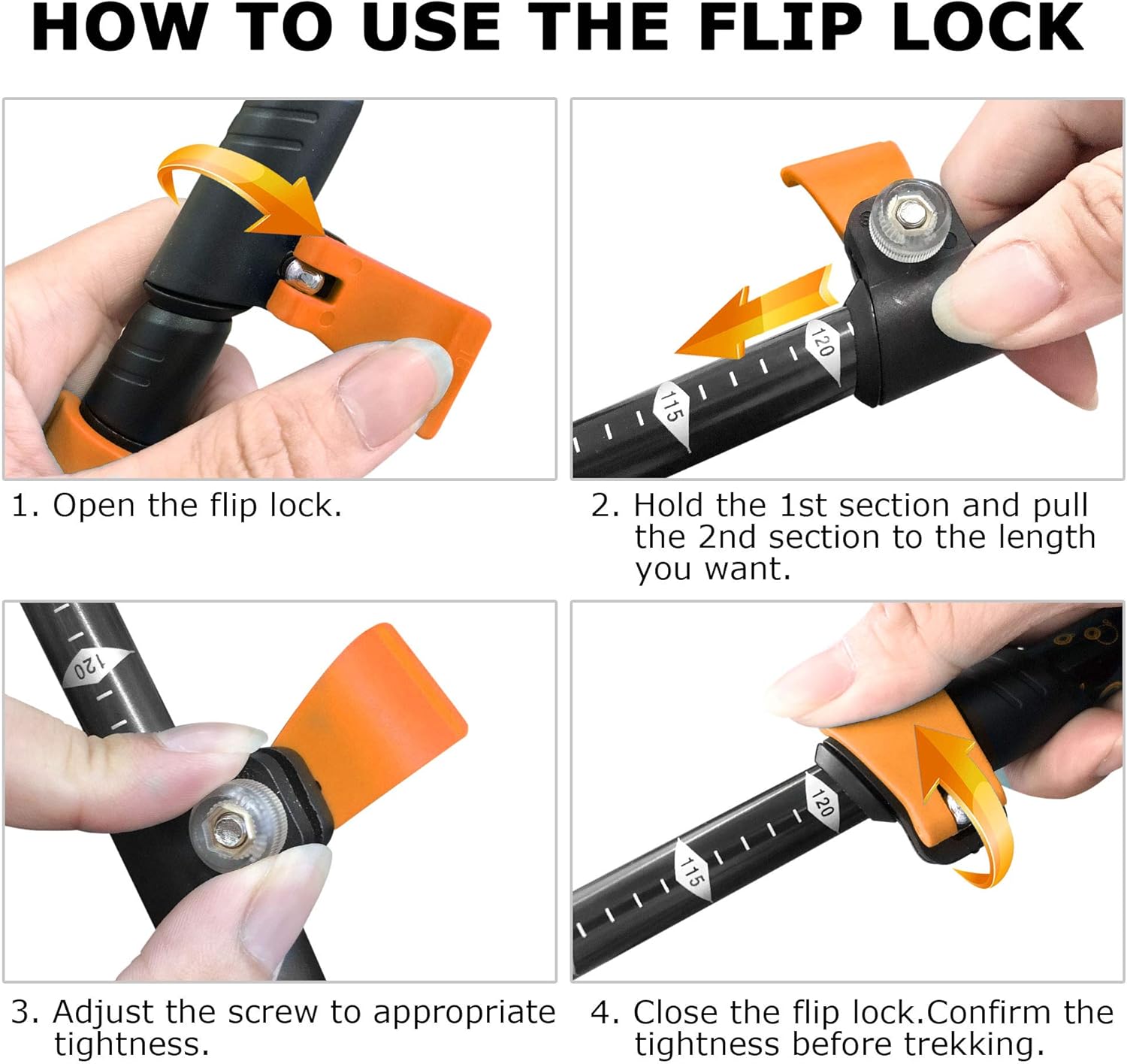 TheFitLife Carbon Fiber Trekking Poles – Collapsible and Telescopic Walking Sticks with Natural Cork Handle and Extended EVA Grips, Ultralight Nordic Hiking Poles for Backpacking Camping (Orange) : Sports & Outdoors