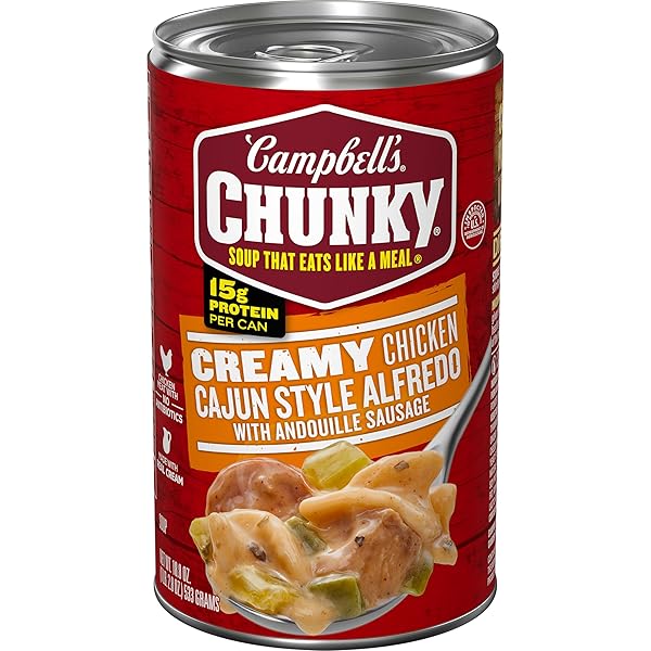 CAMPBELL’S CHUNKY CREAMY CHICKEN CAJUN STYLE ALFREDO WITH ANDOUILLE SAUSAGE SOUP, 18.8 OZ CAN