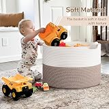 TIMEYARD 115L Extra Large Blanket Basket Soft Cotton Rope Storage White Brown view 6