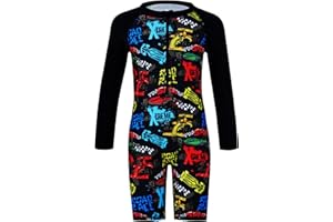 Curi Seakers Boys UPF 50+ One-Piece Rash Guard Swimsuit Artist Print Zip-Front Sunsuit