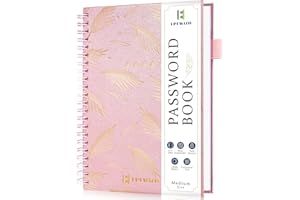 EPEWIZD Password Book with Alphabetical Tabs Spiral Bound Medium Size Password Keeper and Organizer for Internet, Websites, Username Login Address and Password Notebook-Rose Gold