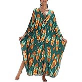 KEYLORTING Women's Plus Size Kaftan Dress – Plus Size Maxi Dress Moo Moos Beach Cover Up,Bathing Suit Cover-Up Loungewear