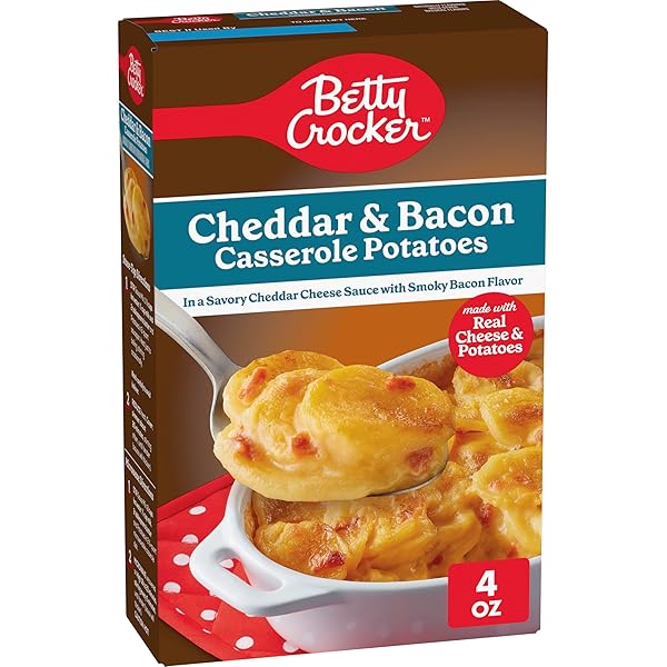 BETTY CROCKER CHEDDAR AND BACON CASSEROLE POTATOES, MADE WITH REAL CHEESE, 4 OZ BOX