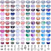 AIPRIDY Assorted European Craft Beads Large Hole Lampwork Spacer Beads Colorful European Beads for DIY Necklace Bracelet Jewelry Making (Lucky Beads) AI-Beads-Mixed 8-15