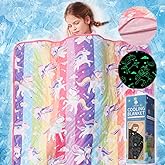 LIFEYJ Cooling Blankets for Hot Sleepers,Glow in The Dark Blanket Unicorns Gifts for Girls,Q-Max >0.4 Cool Blanket 1-10 Year Old Girl Gift,Girls Toys Age 6-8,Valentine's Day Birthday Gifts Presents