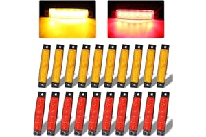 EATAKWARD 20Pcs 3.8" Amber/Red Clearance Lights Side Marker Car Truck RV Lorry Van Trailer Light Indicators,LED Side Light 12