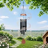 Threeight 37" Large Aluminium Wind Chimes for Outside Deep Tone Black | Tuned Soothing Melody,Zen Atmosphere,Weather Resistant,Garden Patio Outdoor Decor,Memorial Gift for Mom Women Grandma