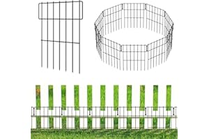 NANANARDOSO 25 Pack Animal Barrier Fence, 16.7 in(H) X 25 Ft(L) Dog Barrier Fence, Rustproof Metal Wire Panel Garden Border Fence, Dog Rabbits Ground Stakes Fence for Garden.