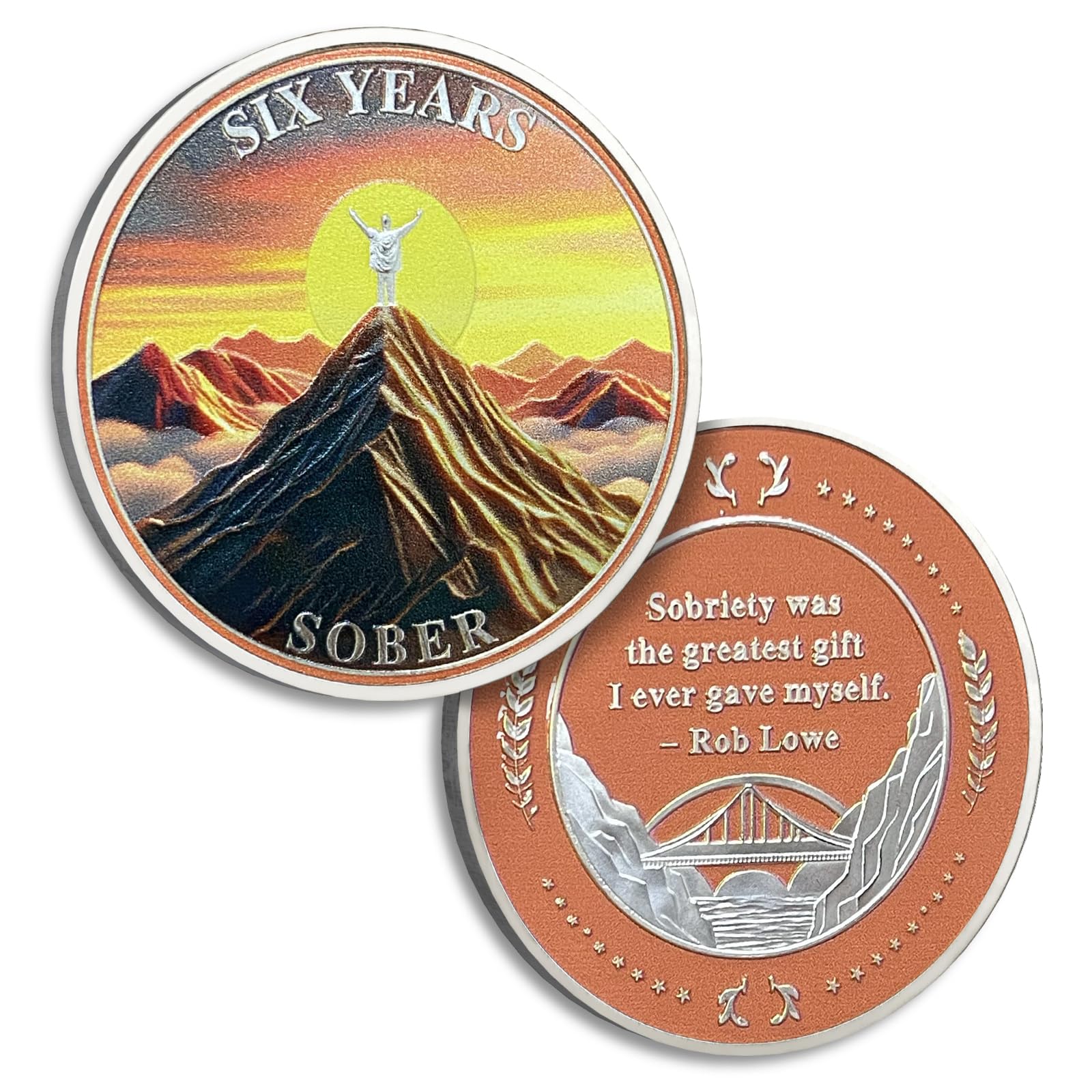6 Years Sobriety Coin Six Years Sober Peak Coins AA Chips and Medallion Alcoholics Anonymous Coin Recovery Anniversary Token Sobriety Gifts for Women Men