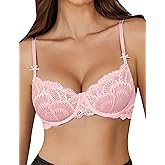 Avidlove Women's Sexy Lace Bra Sheer Underwire Unlined Balconette Everyday Bras Lingerie