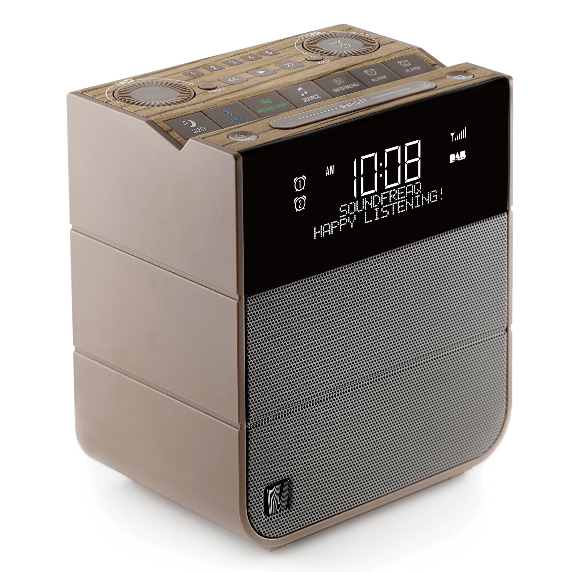 Soundfreaq Sound Rise DAB, SFQ-17: Bedside Alarm Clock Radio & Bluetooth Speaker, with DAB+/FM Radio, Dual Alarm, Large Display Screen, Fast USB Charging & Nature Sound
