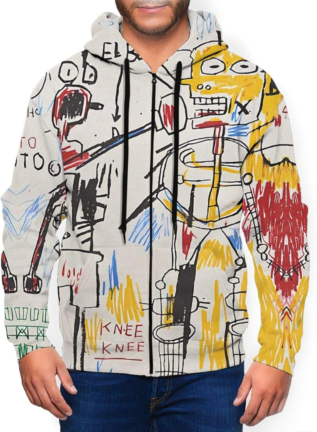 JeanMichel Basquiat Large Men's Full Zip Hoodie Long