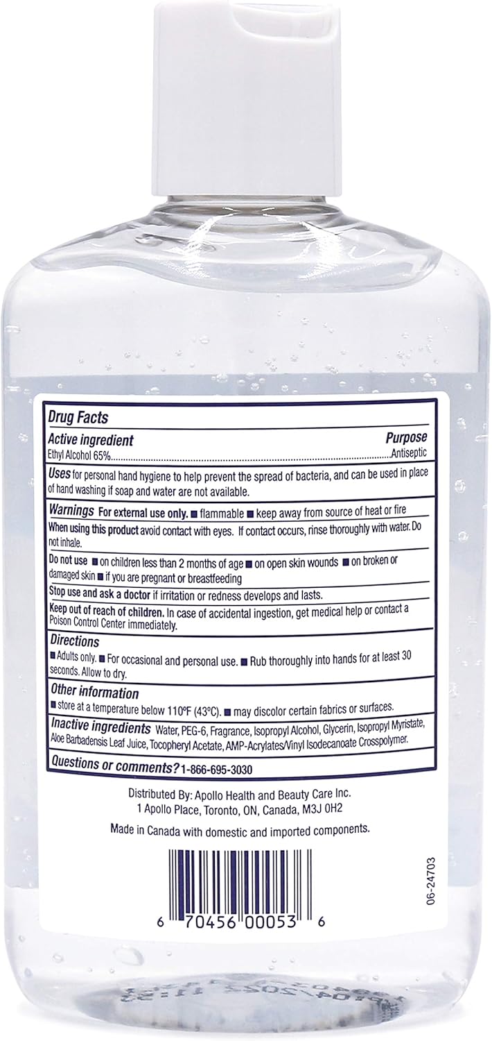 Natural Concepts Hand Sanitizer Gel, 65% Ethyl Alcohol with Vitamin E, Family Value 6 Pack of 8 oz. bottles, Protect Against Germs, Made in Canada: Health & Personal Care