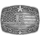 Absbolo Western Belt Buckle Men Initial Letter ABCDJRM to Z Silver Cowboy Belt Buckles for Women