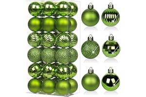 HOLLYONE 1.57" Christmas Ball Ornaments Green 36 Pcs Mini Shatterproof Christmas Tree Decorations Small Xmas Tree Christmas Ornaments Balls with Hanging Loop for Wedding House Holiday Party Wreath Home Decor