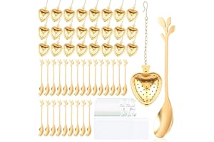 25 Set Bridal Shower Tea Party Favor for Guest Leaf, Leaf Tea Spoon Heart Shape Infuser Ball for Loose with Thank You Card Or