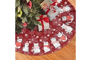 JUNIISSL Cat Christmas Tree Skirt Funny Tree Mat for Farmhouse Xmas Holiday Party Decorations Indoor Outdoor 36 Inch