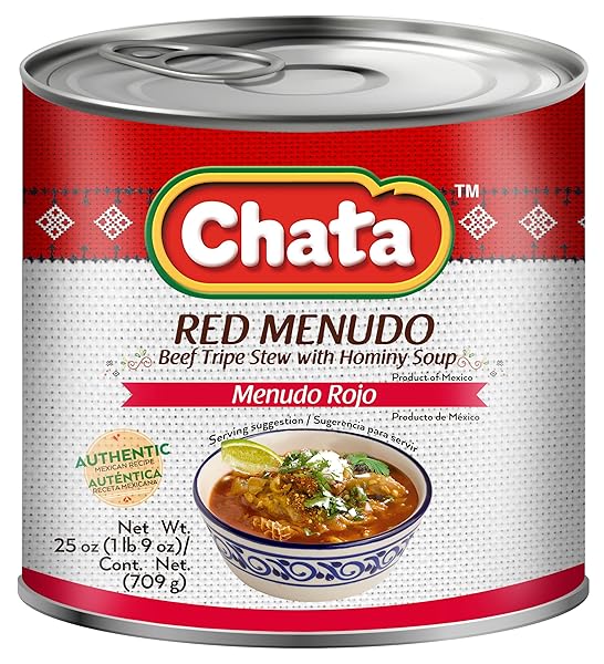 CHATA RED MENUDO, BEEF BEEF BELLY STEW WITH HOMINY CORN, 25 OZ CAN, PACK OF 1