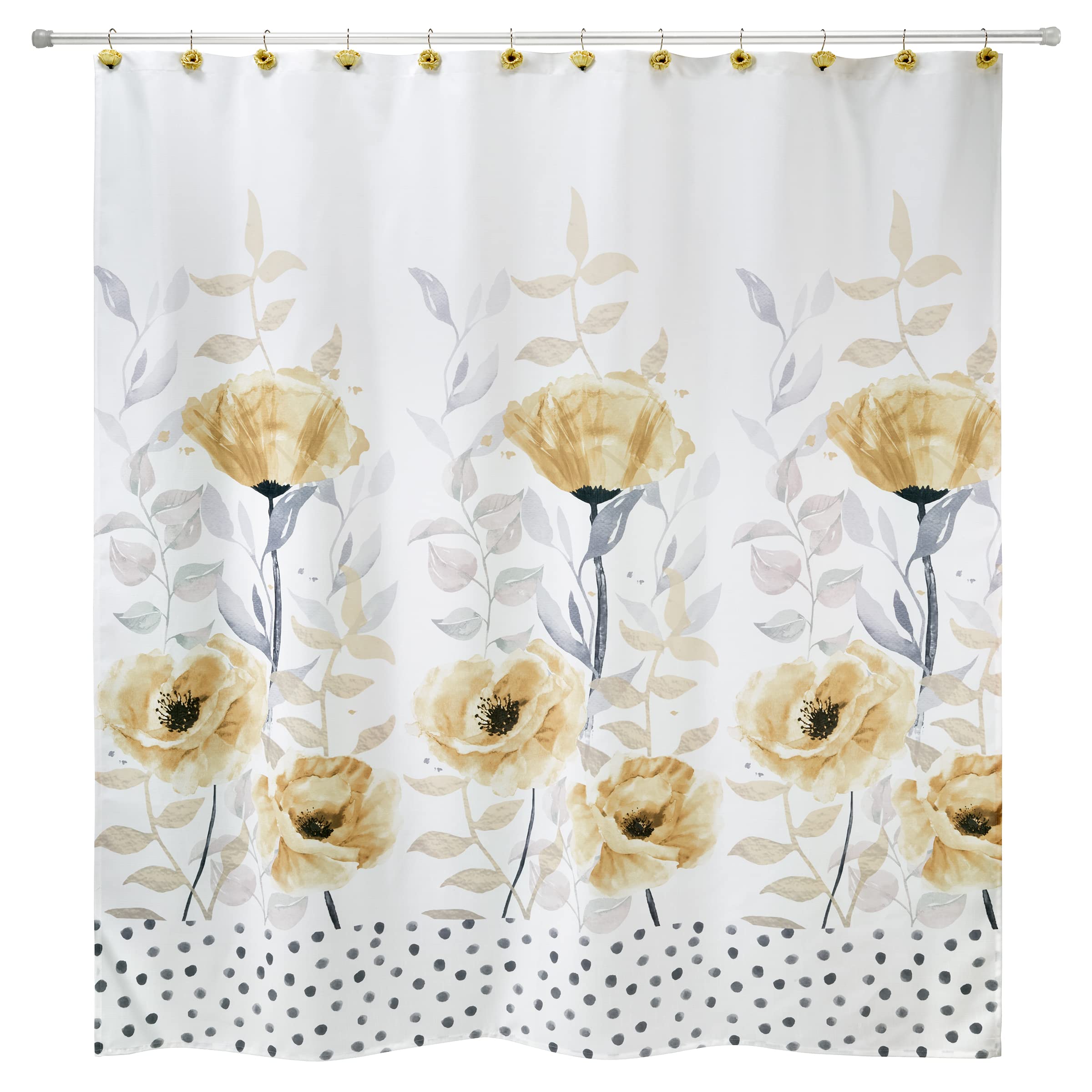 Avanti Linens - Shower Curtain, Poppy Blooms Inspired Home Décor (Marielle Collection, Yellow)
