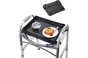 FANGSUN Walker Tray for Folding Walker 2.0 – Upgraded Detachable Tray for Walkers with Extended Straps & Cup Holder, Fits Rol
