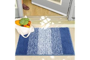 Vaukki Indoor Doormat Entryway Door Rug, Non Slip Absorbent Mud Trapper Mats, Low-Profile Inside Floor Mats, Soft Machine Washable Small Rugs Door Carpet for Entryway (20''x32'', Navy)