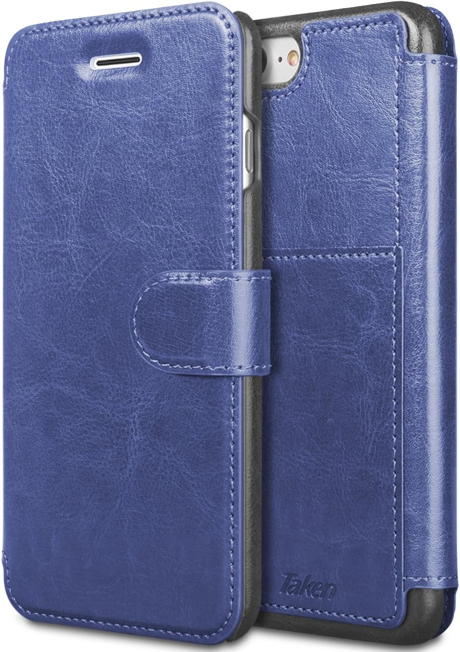 Taken Iphone 7 Plus Case - PU Leather Wallet Case with Card Slots for Iphone 7 Plus 5.5inch (Blue)