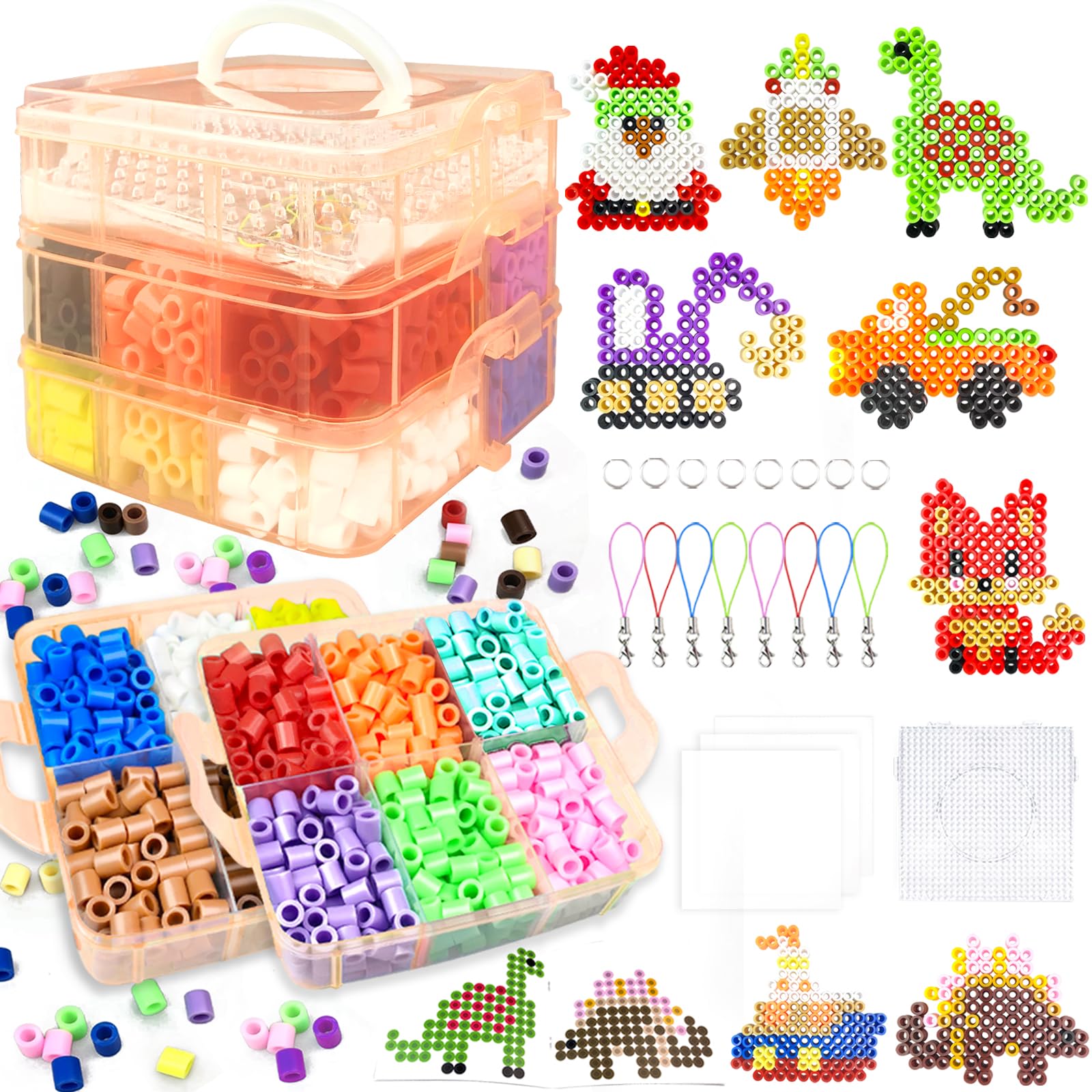 10MM Fuse Beads Kit - 12 Colors XL Fuse Beads Set with Storage Box, Pegboards, Ironing Papers and Accessories,DIY Craft Kits for Kids Age 3+, Arts and Crafts Gifts for Girls & Boys Christmas Birthday — image 1