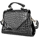 Small Crossbody Bags for Women, Vegan Leather Crocodile Pattern Mini Purse, Trendy Clutch Top Handle Shoulder Handbag
